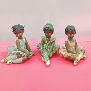 Set of 3 Black (African American) Ballerina Dancer Figurines